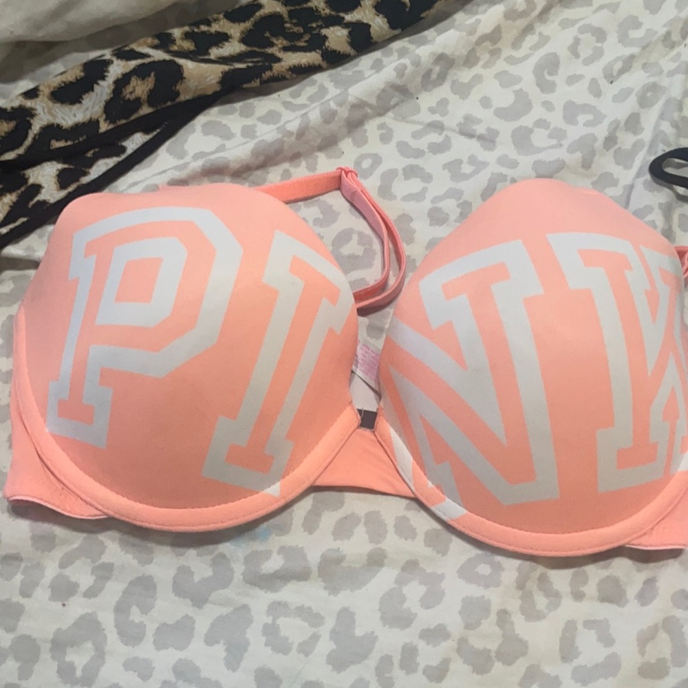 VS pink, orangey bra